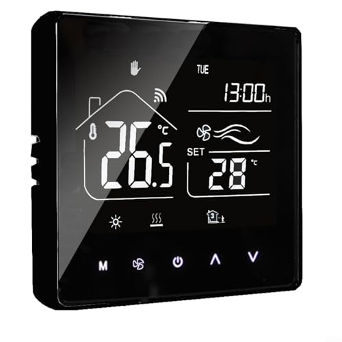 Jonikuper Termostato inteligente, aire acondicionado calefacción por suelo dos en uno/control móvil WiFi, controlador termostático de temperatura de pared (wifi negro)