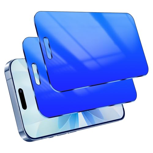 Image of 2 Pack Privacy Screen Protector for iPhone 17 Gradient Colorful Anti-Spy Tempered Glass for iPhone17 25 Anti Blue Ligh Anti-Scratch Film with Installation Frame (6.3 inch Blue)