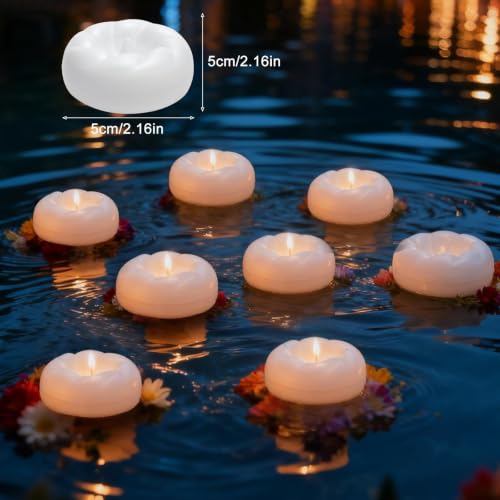 Miniatura 3 de Hengbird 6 Velas Led Flotantes, Velas De Té De 5,5 Cm, Resistentes Al Agua, Funciona Con Pilas, Sin Llama, Velas Flotantes Para Centro De Boda, Baño, Piscina, Fuente