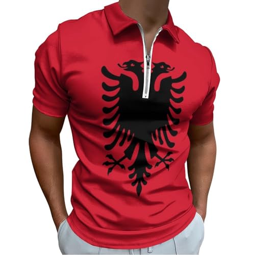 Polo manches courtes homme à col zippé rouge style à la mode