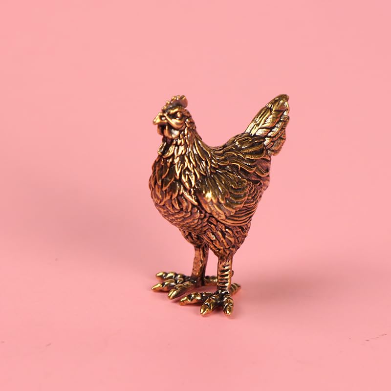 Set de 2 Figuras de Gallo y Gallina en Bronce miniatura 5