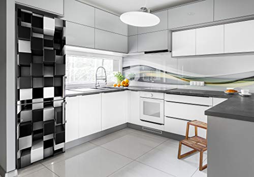 Cubierta autoadhesiva cubos de la abstracción con diseño 3D para neveras de cocina 60x180 3