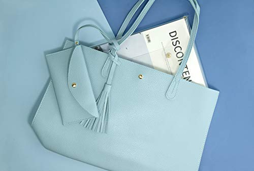 Image of Minimalist Clean Cut Pebbled Faux Leather Tote Womens Shoulder Handbag