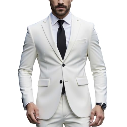 Men's Wedding Suit 2-Piece Slim Fit, One Button Tuxedo Blazer Vest Pants, Business Formal