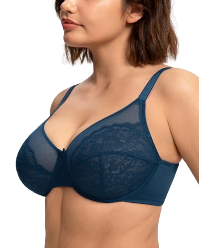 Image of HSIA Minimizer Bras for Women Enchante Full Coverage Underwire Bras Plus Size Lifting Floral Lace Bra for Heavy Breast