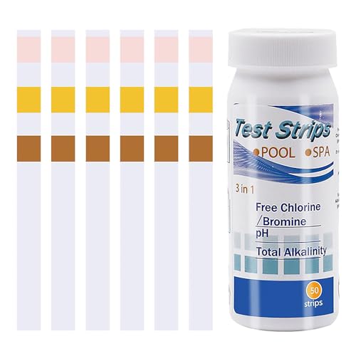 50pcs Water Hot Tub Test Strips, 3 In 1 Ph Test Strips Set For Rapid Measurement Of Residual Chlorine In Water Ph Total Hardness Alkalinity For Tubs Free Bromine Ttorage Testing Kit Accessories