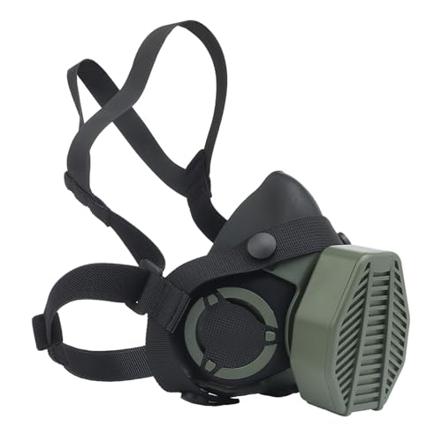Máscara Respiradora Táctica de Media Cara con Filtro Reemplazable para Caza Militar, Airsoft, Paintball y CS(Green)