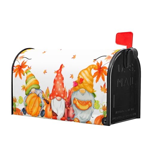 Image of Fall Harvest Mailbox Cover Magnetic Large Size 25.5 inchx21 inch Autumn Thanksgiving Pumpkin Maple Leaves Mailbox Wraps Fall Gnome Post Letter Box Cover for Home Garden Yard Outdoor Decoration