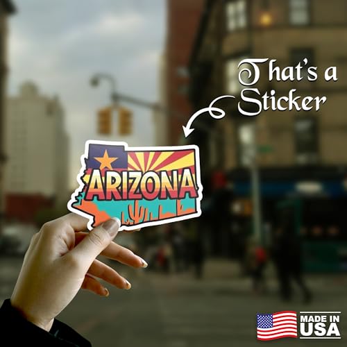 Image of Arizona State Sticker - USA States Vinyl Decal 5 Inch, Waterproof Arizona Map Sticker for Car Bumper, Laptop, Truck, Wall