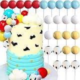LaVenty To Infinity and To Be One Cake Topper Birthday Decorations Yellow Red Blue Balls Cake Decoration Birthday Cake Topper for Birthday Party