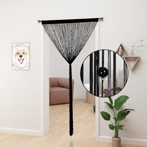 YIIBAII Beaded Curtain Beaded Curtains for Doorways Crystals Suitable for Interior Hanging Decoration and Partitions Closet Curtains (39"x79", Black) by YIIBAII - Image 2