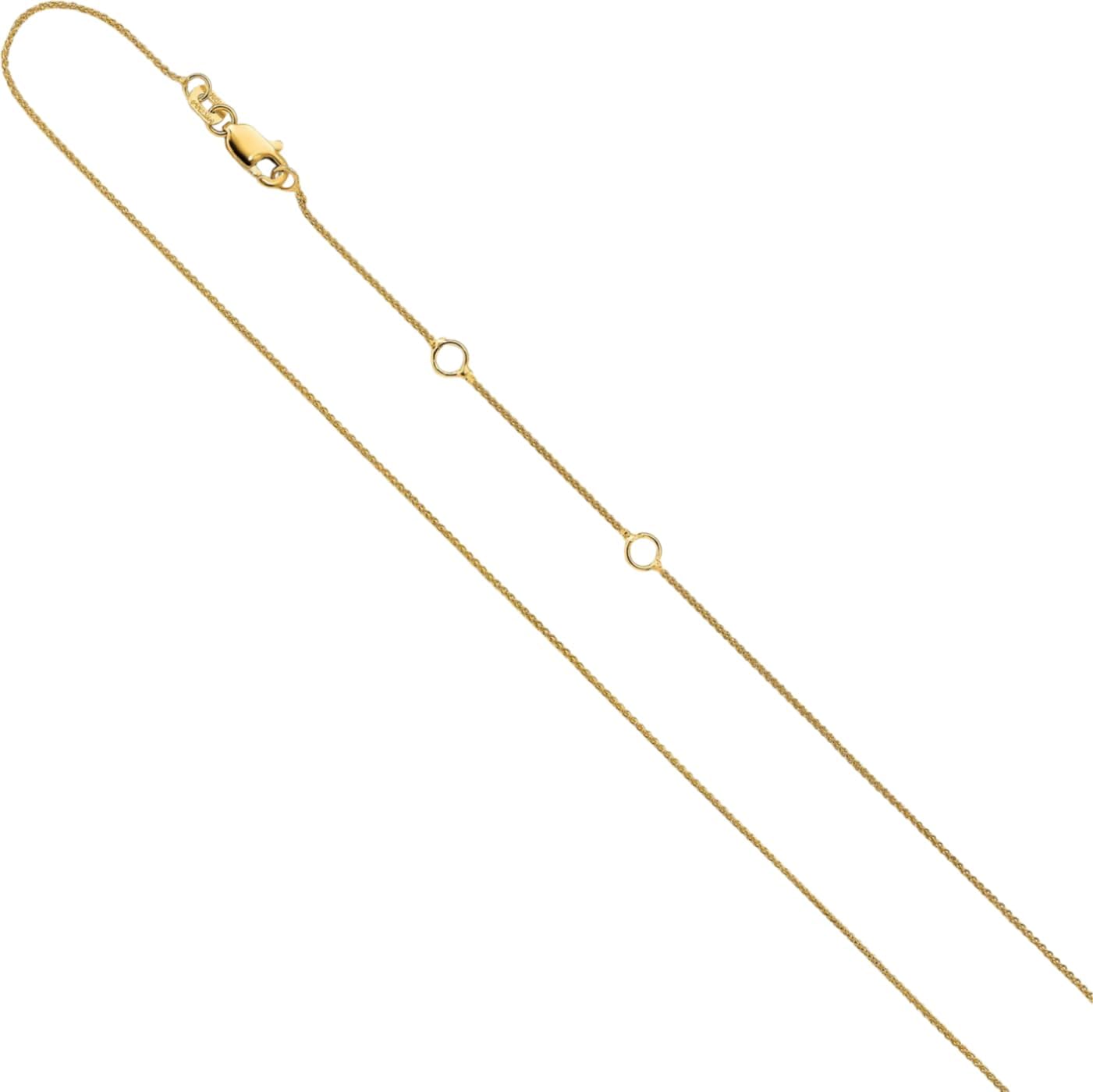 IceCarats 14K Solid Yellow Gold 0.8mm Dainty Spiga Wheat Chain Necklace 18 Plus 2 inch Polished For Her