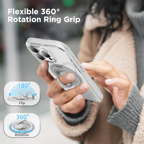 SURPHY Suporte magnético de 360° para iPhone 16 Pro Max capa com anel de dedo, compatível com MagSaf