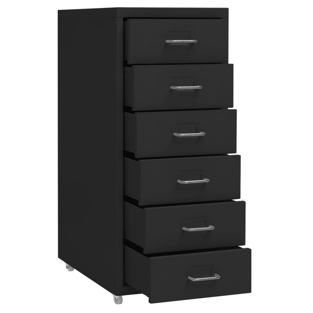 Brokky Schedario Mobile Nero 28x41x69 cm in Metallo-Cassettiera,Mobiletto da Ufficio con Serratura,Regolabile per Cartelle Sospese,Superficie Testurizzata,per Ufficio,Studio