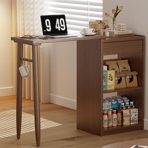 LLNWDNB Mesa de Bar Extensible Fabricada Madera Maciza Mesa Alta Cocina Mesa Consola Mesa Alta Madera Isla Cocina Armario Inferior Espacios Reducidos Cocina Apartamento Salón A,1.4M