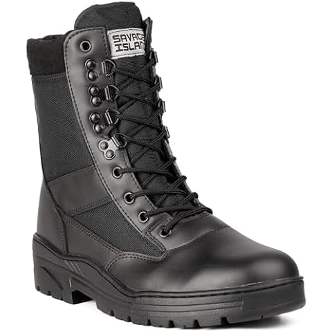Savage Island Black Leather Tactical Combat Boots Cover