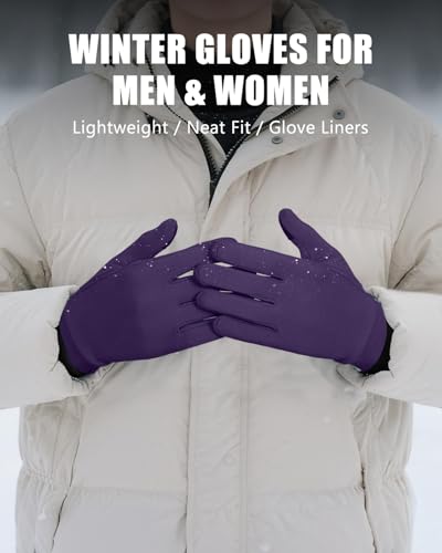 Image of Aegend Lightweight Winter Gloves for Men Women, Warm Running Gloves Touchscreen Thermal Glove Liners for Cold Weather Driving, Cycling & Hiking, Non-Slip, Elastic Cuff, Stretchy, Durable