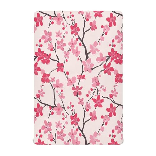 Sábana de cama para bebé, color melocotón, cereza, ropa de cama para cuna de 52 x 28 pulgadas