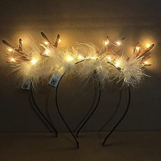 Prosy 2PCS LED Flower Light up Antlers Headbands Glowing Headband Christmas Hair Bands Party Decorative for Women and Girls (Multicolor 4)