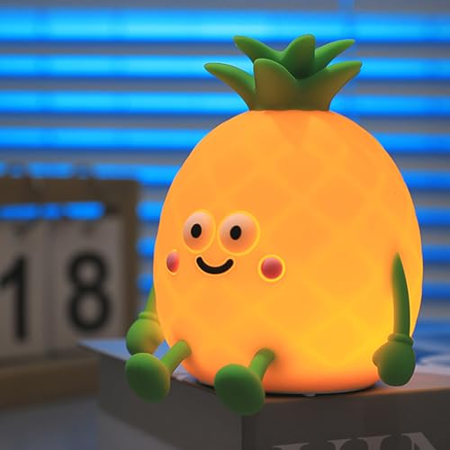 Image of Led Cute Pineapple Night Light, 7 Colors Dimmable Bedside Lamp, Touch Control Night Lamp with Timer for Kids Adults, Used for Camping Party Room Decor (Pineapple)