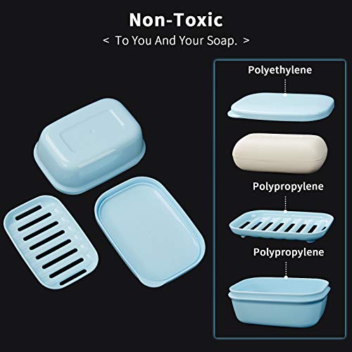 Quatish Travel Soap Holder, 3Pcs Portable Soap Dish With Lid, Travel Soap Container, Soap Case For Camping Gym Travel(Sky Blue) #TOP2