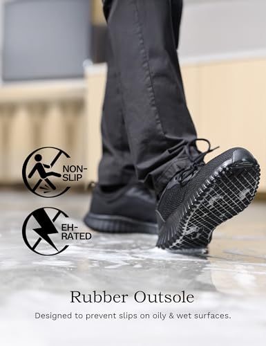 Bruno Marc Men's Non Slip Work Shoes Walking Zapatos Trabajo Black & Lightweight Food Service Chef Kitchen Restaurant Resistant Sneakers2