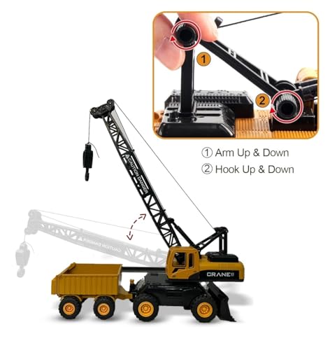 Image of Friction Powered Lifting Crane Toy for 3+ Year Kids Boys Bulldozer Model Pull Back Vehicle Engineering Excavator Sandbox Construction Truck
