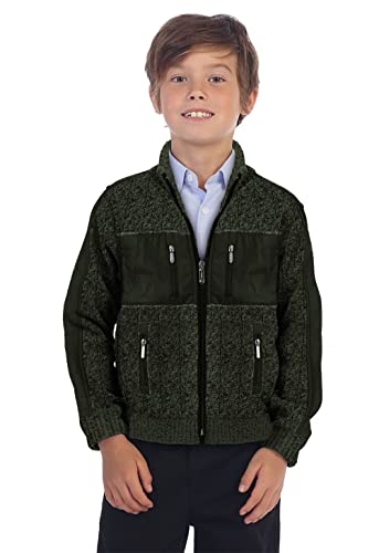 Gioberti Kids and Boys Full Zip Cardigan Patch Design Sweater with Brushed Flannel Lining2