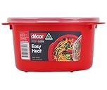 Décor Microsafe 1.5L Round food container. Microwave, freezer, dishwasher safe and BPA Free with air release vent and handles. Master microwave cooking and reheating with Microsafe Red.