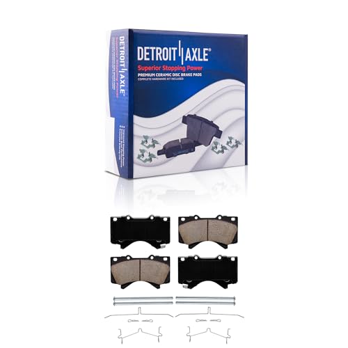 Image of Detroit Axle - Front Brake Pads for Toyota Tundra Sequoia Land Cruiser Lexus LX570, Ceramic Brake Pads w /Hardware Replacement