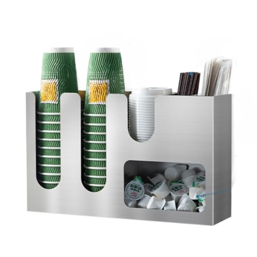 Xemuar 紙コップホルダー 木製 使い捨て用 カップディスペンサー コーヒーカップ収納 スタンド 大容量 コーヒーカップ棚 アクリル製 口径10cm バーカウンター ビュッフェ 喫茶店 レストラン バイキング 自宅 オフィス カフェ適用 (黒アクリルA