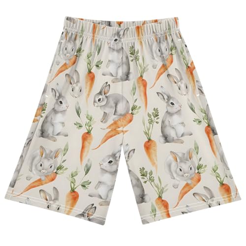 ALAZA Watercolor Rabbit Bunny Carrot Pajama Shorts Sleep Shorts Pant Lounge Pajama Bottoms Elastic Waist with Pockets