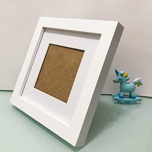 Zxt-Parts 6X6 Picture Frames White Without Mat, 4X4 Picture Frame With Mat, Front Opening Is 5.6X5.6.Solid Wood, 2 Panels (1 Glass, 1 Plexiglass). Set On The Table, Hang On The Wall. #TOP4