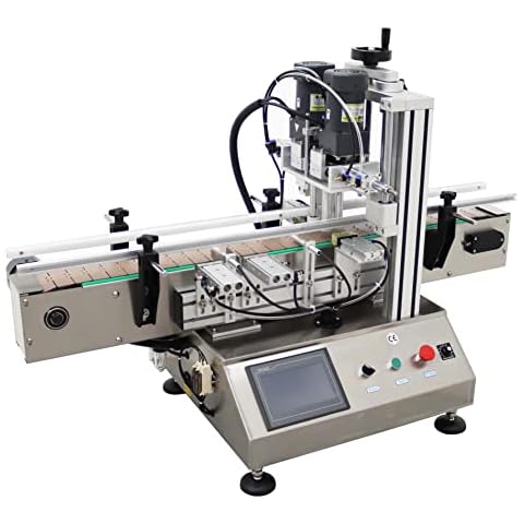 TECHTONGDA Automatic Bottle Capping Machine Electric Cap Sealer for Screw Cap with Conveyor Stainless Steel Bottle Height 2-7inch Bottle Diameter 1-4inch Cover