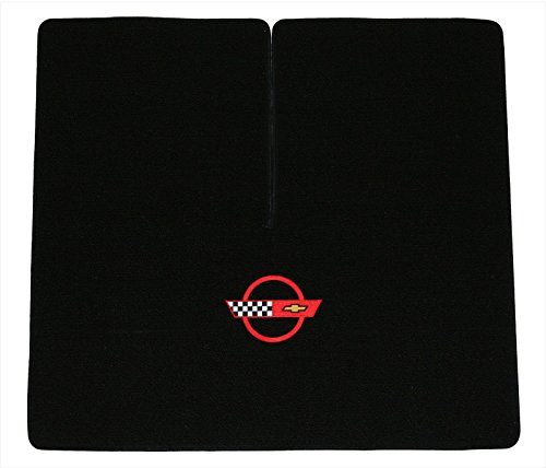 1984-1996 C4 Corvette Coupe Classic Loop Black Rear Deck Mat with Red Circle & Flags Logo