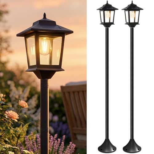 PASAMIC Outdoor Solar Post Lights, 2-Pack 63" Dusk to Dawn
