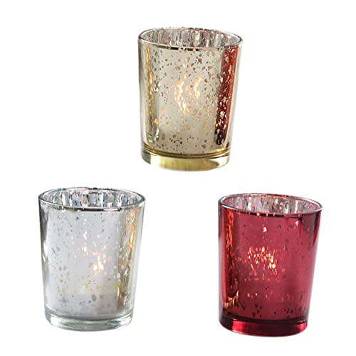 VINTORKY Set of 3 Aromatherapy Candle Cups Christmas Party Decorations Elegant Votive Holders