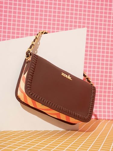 Image of ZOUK Small Shoulder Bag Bag for Women | Stylish Vegan Leather Shoulder Bag with Gold Chain Handle | Water-Resistant | Chic & Handcrafted Purse |