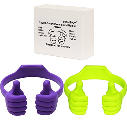 Honsky Thumbs-Up Phone Stand For Tablets, E-Readers And Smart Phones - 2 Pack - Green, Purple #TOP6