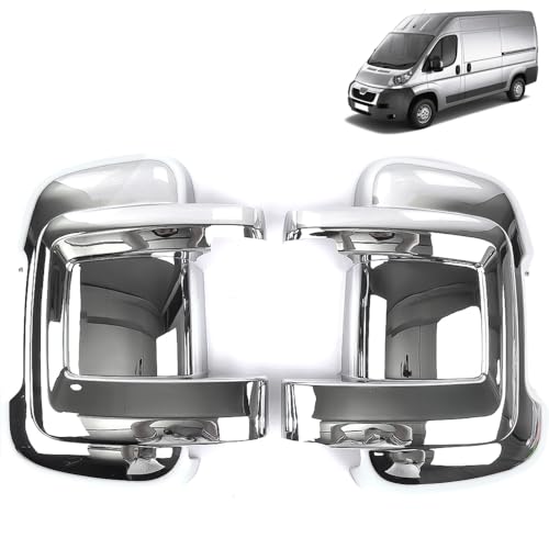 ROBUST Wing Mirror Covers Left & Right Side Chrome View for Fiat Ducato Peugeot Boxer Citroen Relay 2006 Onwards