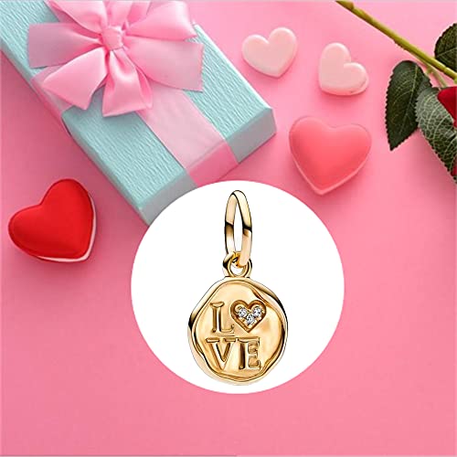 Uihei Sparkling Love Stamp Dangle Charm For Women Necklace Or Bracelet Charm In 925 Sterling Silver,Mother's Day Jewelry Gift For Women Girls #TOP1