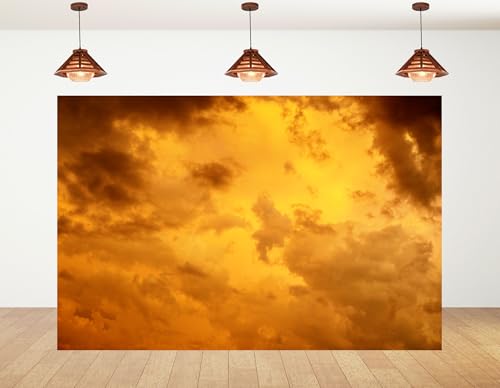 4x4ft Golden Sunset Backdrop Warm Clouds Photography Background for Party Dramatic Art Studio Wedding Outdoor Portrait Decorations Tapestry Photo Booth Props