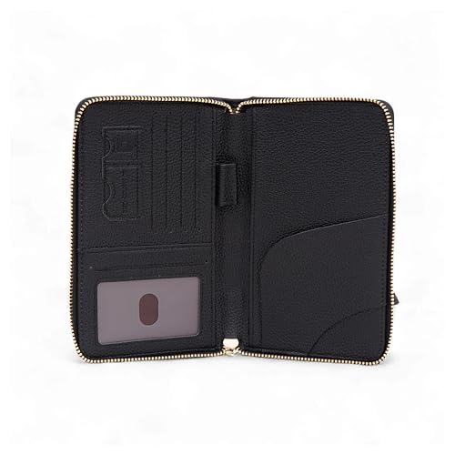 Image of Mensch Faux Leather Travel Passport Holder, RFID Blocking Premium Travel Document Organiser with Secure Zipper Closure Passport Cover & Travel Accessories for Men & Women (Black)