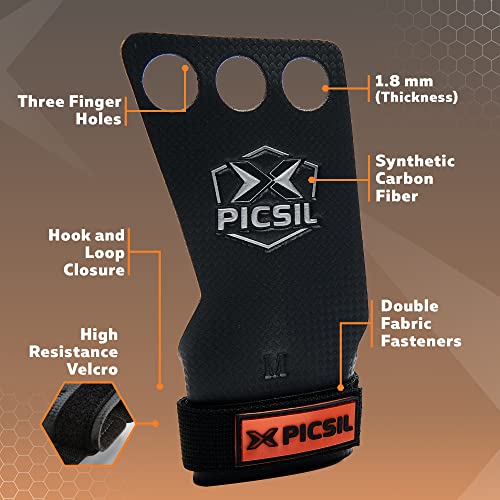 PICSIL RX carbon-grepen met 2 gaten en 3 gaten, handgrepen voor gewichtheffen, muscle-ups, pull-ups, gymnastiek… - Image 4