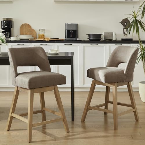VKNOW 27" Swivel Bar Stools Set of 2, Upholstered Counter