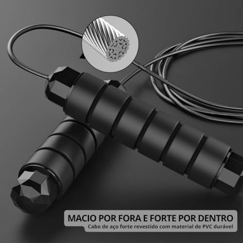 Corda De Pular Crossfit Profissional Ajustável Corda Speed Rope Com Rolamento e Cabo De Aço Revestid