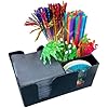Rattleware 6-Compartment Bar Caddy Organizer Durable Black Plastic Napkin Holder and Straw Organizer for Bar Tools Coffee Bar Accessories Restaurant Home Bar Cart Storage