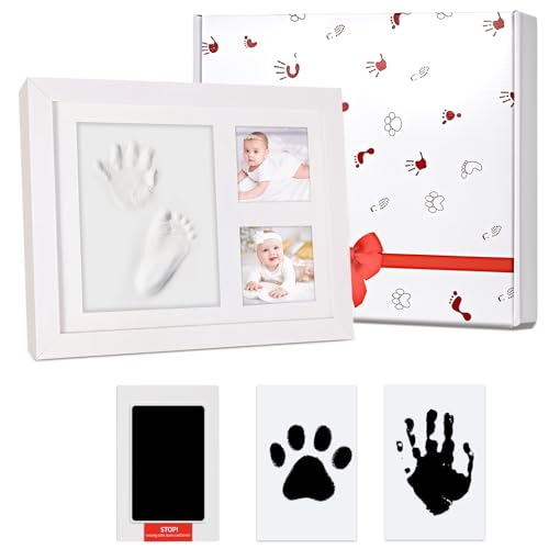 Impronta Mani e Piedi Neonati, Kit Impronte Neonato - Impronte Mani e Piedi Neonato - Con Cornice in Legno Massello, Regalo Creativo Perfetto
