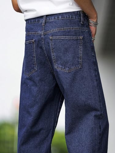 Image of dockstreet Men Baggy Denim Jeans in Pure 100% Cotton Denim || Stretchable (Jet Black) and Stretchable (Colored) Jeans || Unisex Designs||Jeans||
