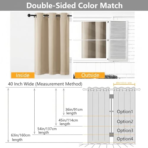 Image of Simplebrand Biscotti Beige Curtains for Bedroom 54 Inch Length 2 Panels Set, Room Darkening Thermal Insulated Energy Saving Curtains for Nursery, Grommet Solid Soft Window Treatment Drapes, W40 x L54